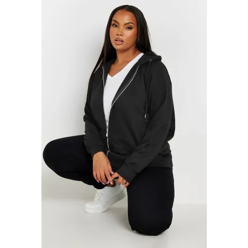 Gilet À Capuche Noir En Coton Size 48 - Yours - Modalova