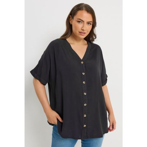 Blouse Noire En Chambray Boutonnée Size 46 - Yours - Modalova