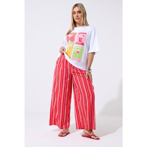 Pantalon Large Rouge Rayé À Effet Froissé Size 42 - Limited Collection - Modalova