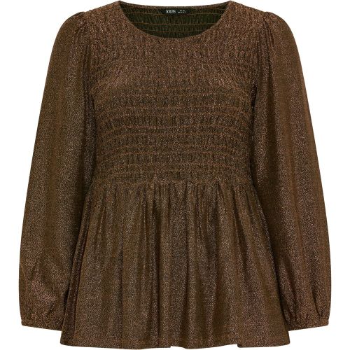 Top Péplum Froncé Doré Scintillant Size 44 - Yours - Modalova