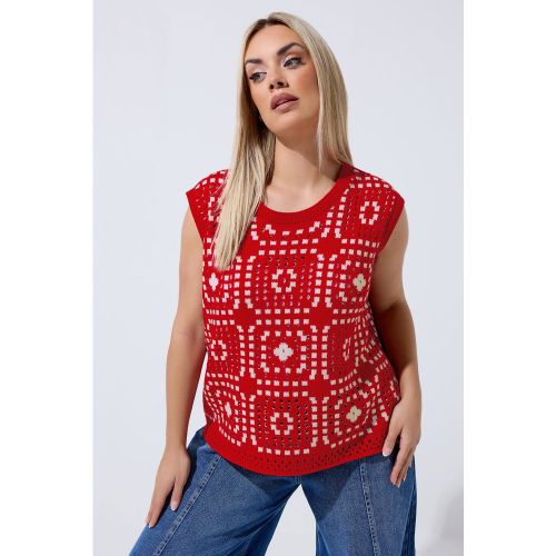 Gilet Rouge En Maille Crochetée Size 42-44 - Limited Collection - Modalova