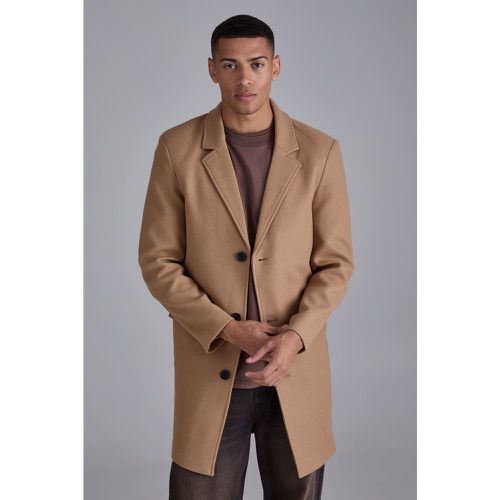 Manteau droit long effet laine - S - Boohooman - Modalova