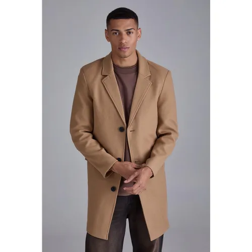 Manteau droit long effet laine - XS - Boohooman - Modalova