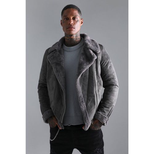 Blouson aviateur à fausse fourrure - M - Boohooman - Modalova