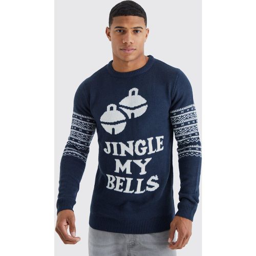 Pull de Noël en maille à imprimé Jingle My Bells - S - Boohooman - Modalova