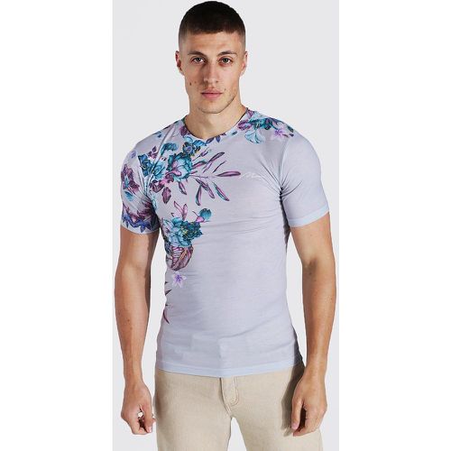 T-shirt ajusté imprimé fleurs - MAN - Boohooman - Modalova