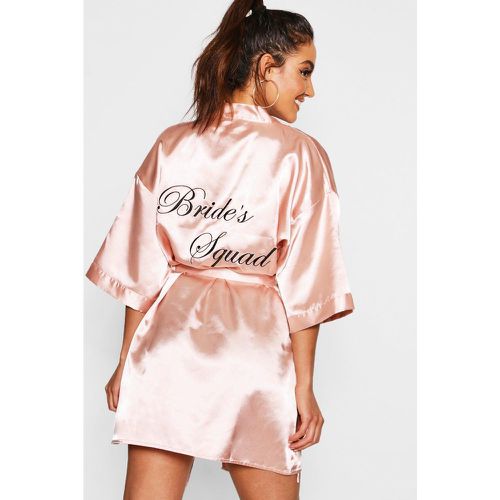 Robe De Chambre Satinée À Inscription Brides Squad - L - boohoo - Modalova