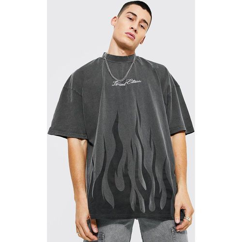 T-shirt oversize imprimé flamme Limted - L - Boohooman - Modalova