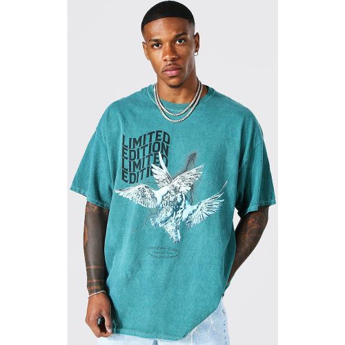 Oversized Washed Dove Graphic T-Shirt - S - Boohooman - Modalova