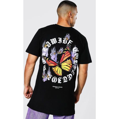 T-shirt long à imprimé papillon - M - Boohooman - Modalova