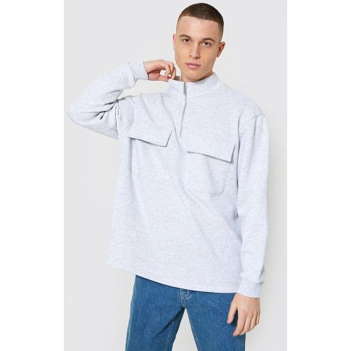 Sweat oversize à col zippé style cargo - M - Boohooman - Modalova