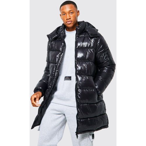 Parka longue à capuche brillante homme - S - Boohooman - Modalova