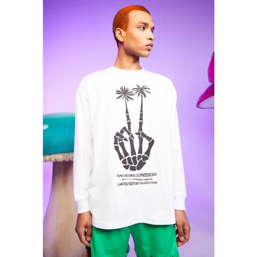 T-shirt oversize à imprimé et manches longues - XL - Boohooman - Modalova