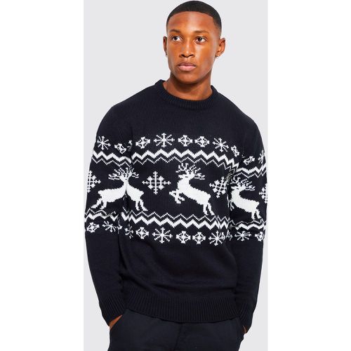 Pull de Noël en jacquard à imprimé rennes - S - Boohooman - Modalova