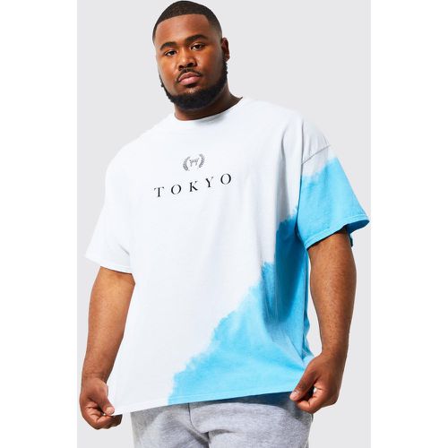 Grande taille - T-shirt effet tie dye à imprimé Tokyo - XXXL - Boohooman - Modalova