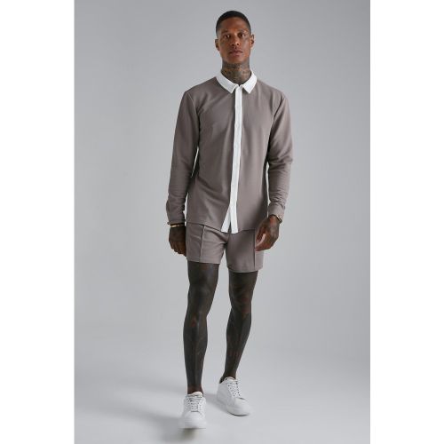 Ensemble en jersey avec chemise et short - M - Boohooman - Modalova