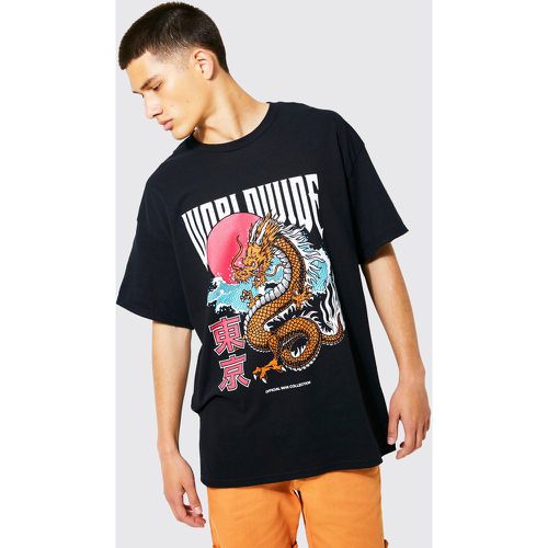 T-shirt ample à imprimé dragon - Boohooman - Modalova