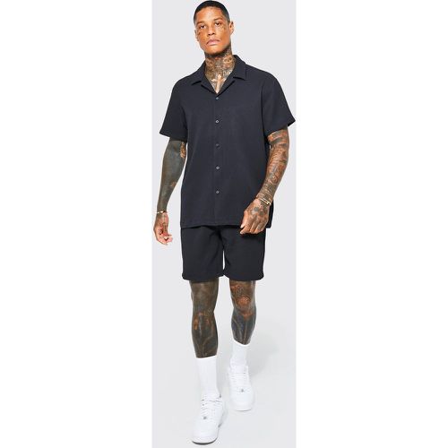 Ensemble oversize plissé avec chemise à manches courtes et short - L - Boohooman - Modalova