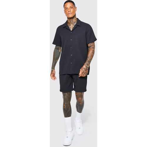 Ensemble oversize plissé avec chemise à manches courtes et short - XL - Boohooman - Modalova