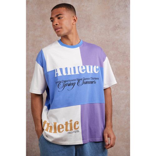 T-shirt oversize imprimé effet patchwork - M - Boohooman - Modalova