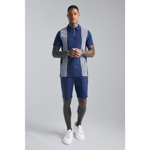 Ensemble à motif pied-de-poule avec polo et short - M - Boohooman - Modalova