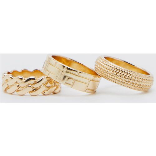 Lot de 3 bagues texturées - ONE SIZE - Boohooman - Modalova