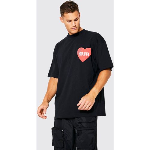 Tall - T-shirt oversize à imprimé cœur - Boohooman - Modalova