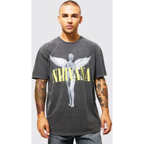 T-shirt oversize délavé à imprimé Nirvana - Boohooman - Modalova