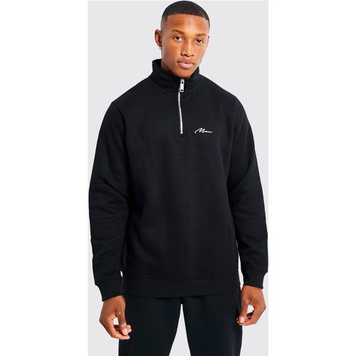 Sweat à col zippé et logo - MAN homme - M - Boohooman - Modalova