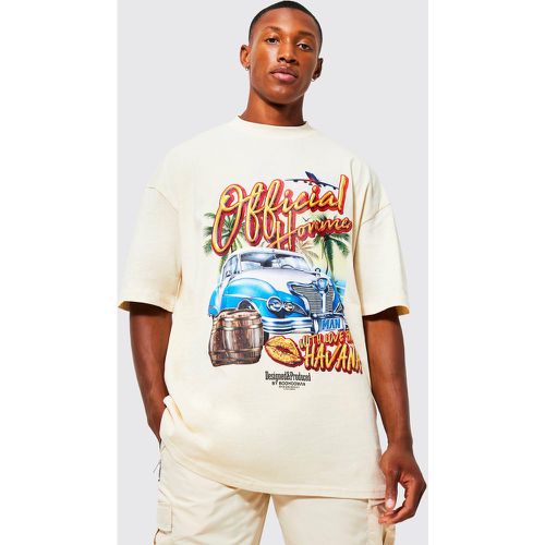 T-shirt oversize à col montant et imprimé voiture - M - Boohooman - Modalova