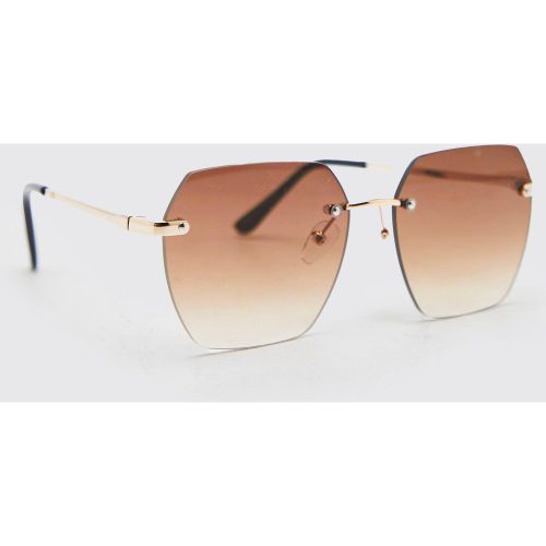Lunettes de soleil hexagonales en métal - ONE SIZE - Boohooman - Modalova