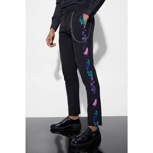 Pantalon de costume fleuri à bandes latérales - 30 - Boohooman - Modalova