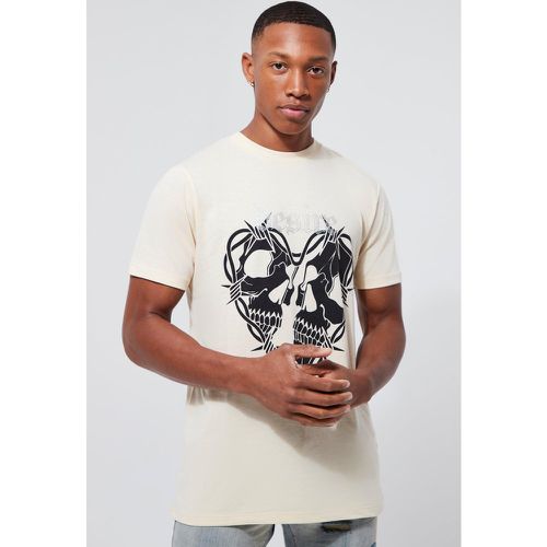 T-shirt cintré à imprimé squelette strassé - Boohooman - Modalova