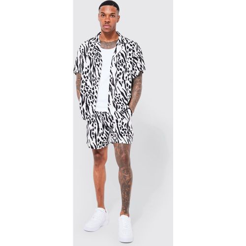 Ensemble imprimé animal avec chemise et short - L - Boohooman - Modalova