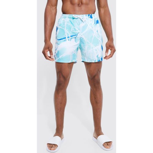 Short de bain mi-long imprimé abstrait - S - Boohooman - Modalova