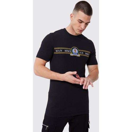 Tall - T-shirt moulant imprimé doré - MAN - Boohooman - Modalova