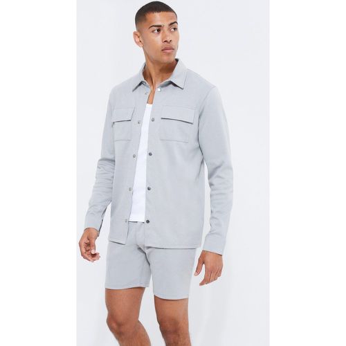 Ensemble en jersey avec chemise et short - S - Boohooman - Modalova