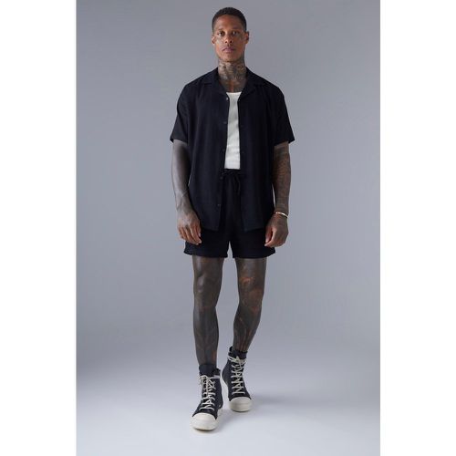 Ensemble oversize en lin avec chemise et short - S - Boohooman - Modalova