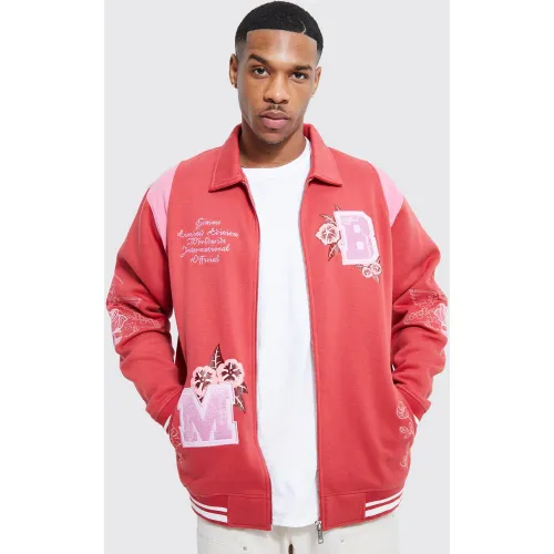 Veste universitaire oversize brodée homme - S - Boohooman - Modalova