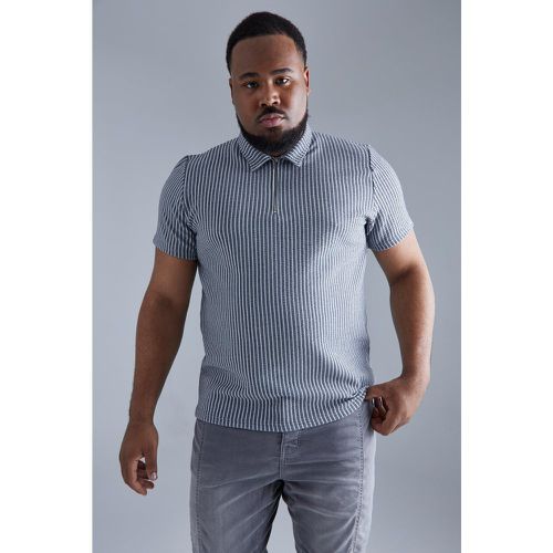 Grande taille - Polo à col zippé et motif jacquard - XXL - Boohooman - Modalova