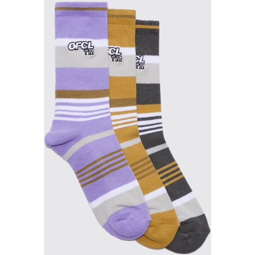 Lot de 3 paires de chaussettes rayées - Ofcl - ONE SIZE - Boohooman - Modalova