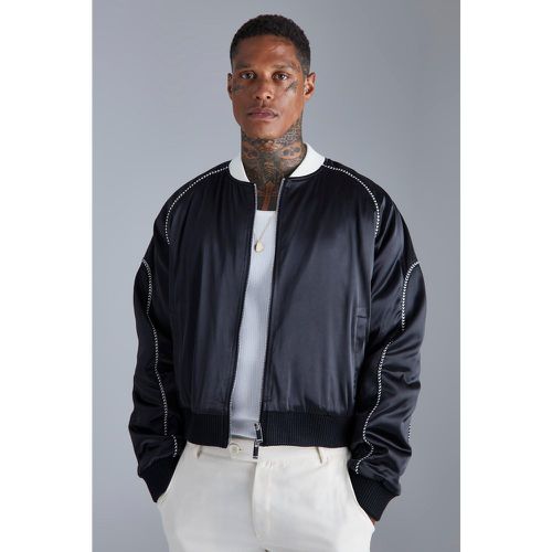 Bomber ample satiné à surpiqûres homme - XL - Boohooman - Modalova