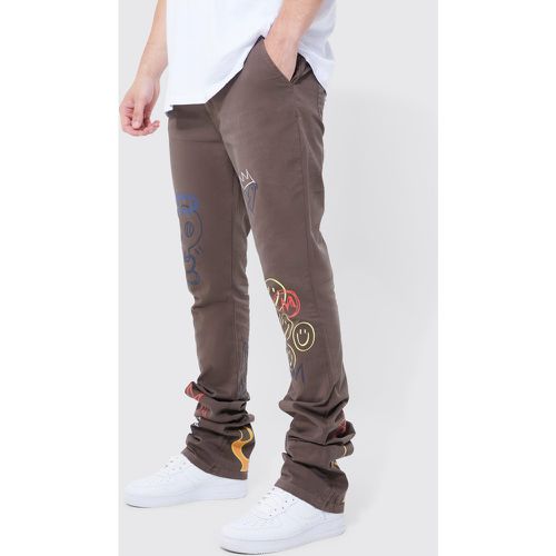 Tall - Pantalon flare imprimé graffiti - 38R - Boohooman - Modalova