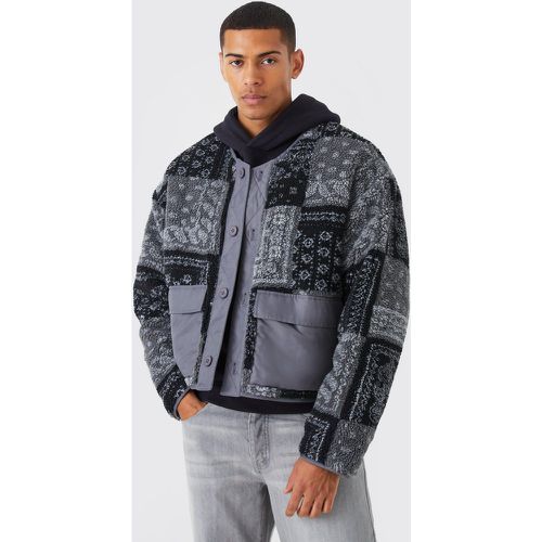 Bomber ample en polaire et nylon homme - M - Boohooman - Modalova