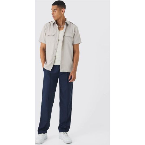 Ensemble utilitaire avec chemise à manches courtes et pantalon plissé - M - Boohooman - Modalova