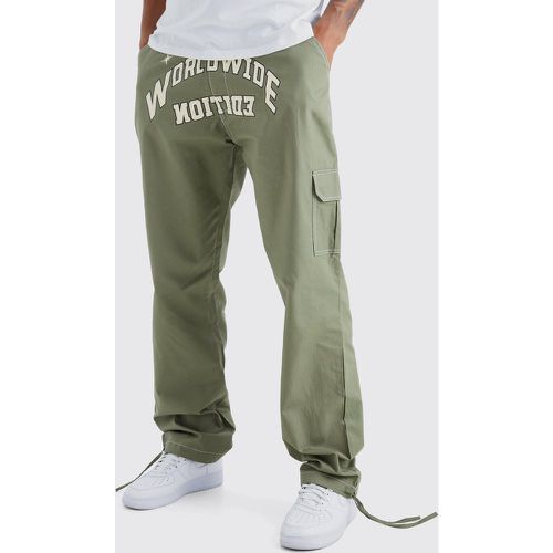 Tall - Pantalon cargo ample à imprimé Worldwide - Boohooman - Modalova