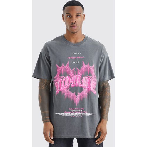 T-shirt oversize surteint imprimé gothique - Boohooman - Modalova