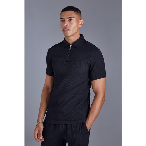 Polo moulant zippé à manches courtes - S - Boohooman - Modalova