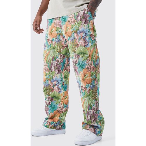 Grande taille - Pantalon à taille fixe et motif tapisserie fleurie - Boohooman - Modalova
