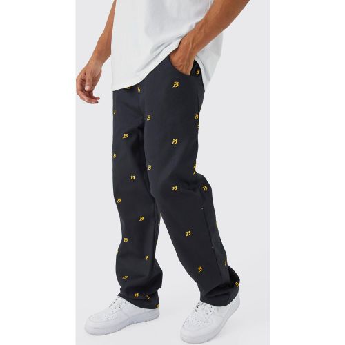 Pantalon ample à broderie - 30 - Boohooman - Modalova